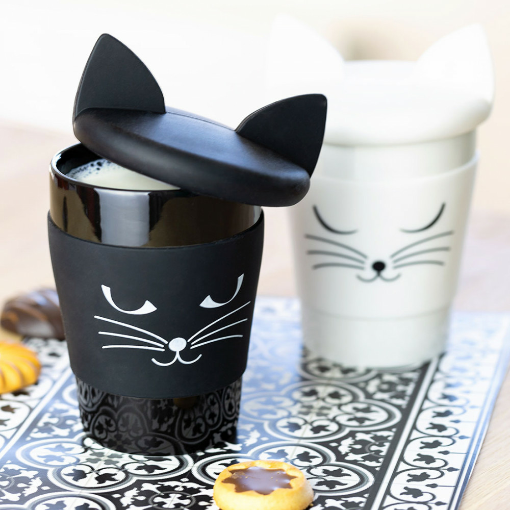 Trophi Mug Mok met Deksel Black cat Pylones