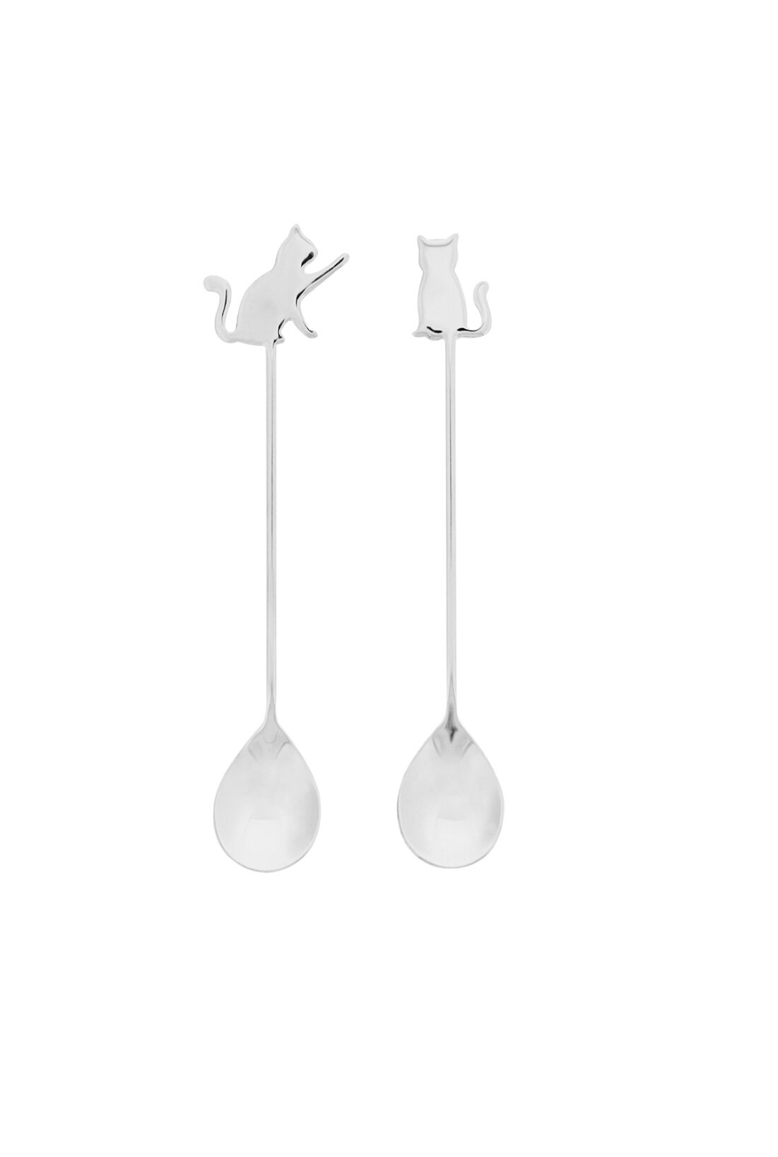 Set van 2 zilveren koffielepels kat Catuccino