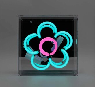 Mini glazen NEON bord "DAISY" blue