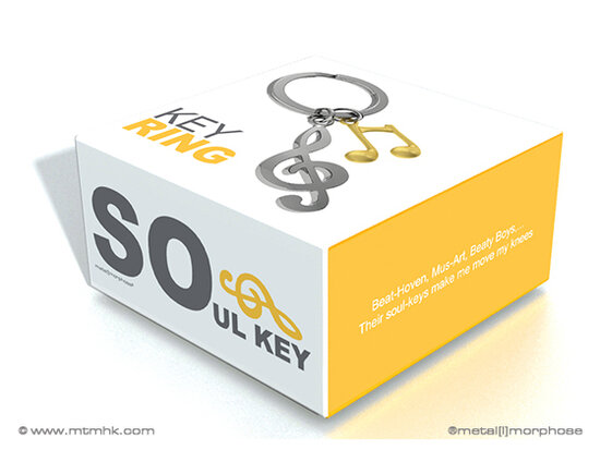 Sleutelhanger Muzieknoot zilver en goud.