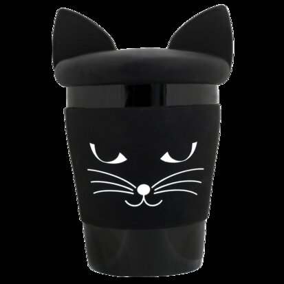 Beker Thermo Trophy mug.Mok met Deksel Black cat pylones.