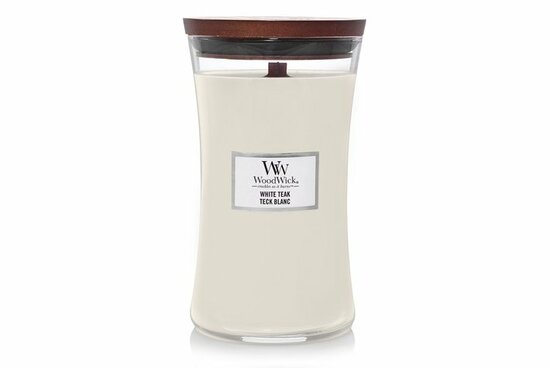 Woodwick White Teak Large Candle