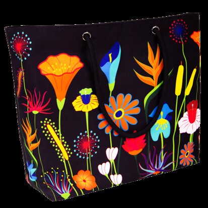 Beach Bag. grote Strandtas. Jardin Fleuri Pylones.