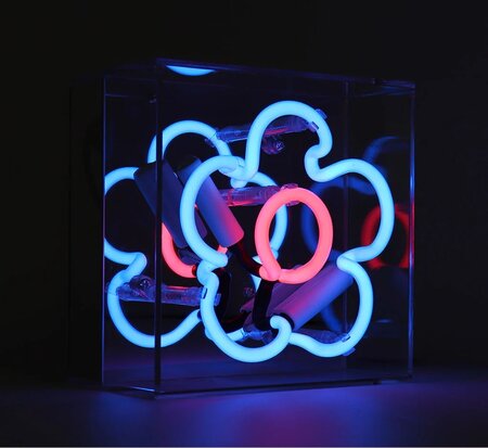 Mini glazen NEON bord "DAISY" blue