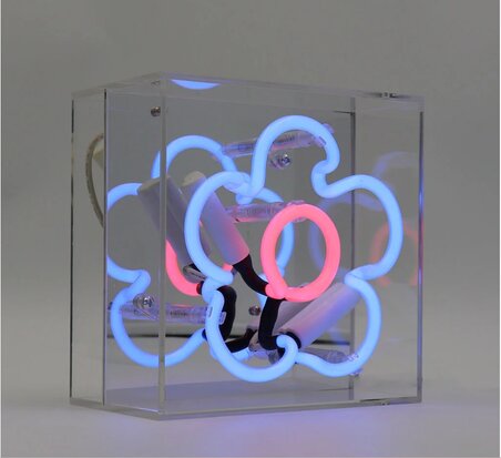 Mini glazen NEON bord "DAISY" blue