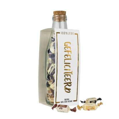 "GEFELICITEERD" Momenten fles - Toffee