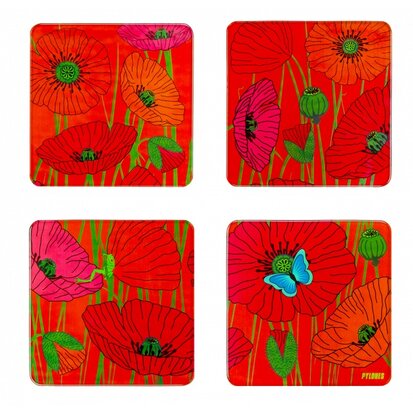 Sous verre Onderzetters Coquelicots