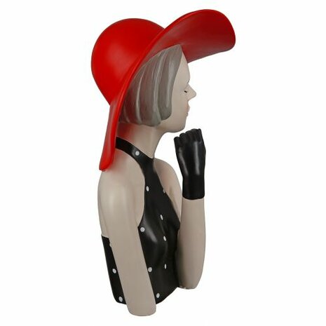 Poly Figur Lady met rode hoed.