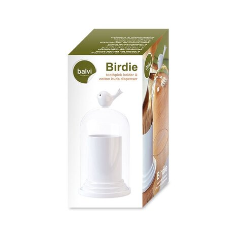 Birdie Tandenstoker houder en wattips dispenser.