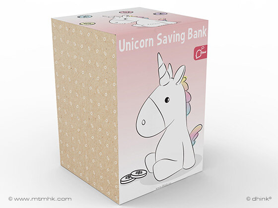 Spaarpot UNICORN. Wit met pastel haren.