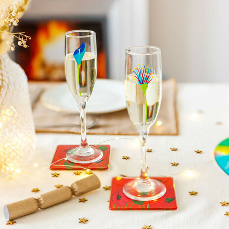 Set van 6 Champagneglazen - Champ de fleurs Jardin Fleuri