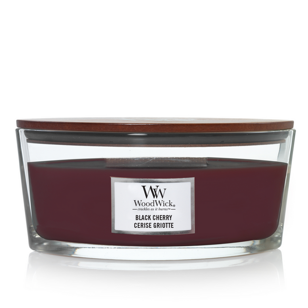 Woodwick Black Cherry Ellipse candle.