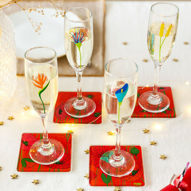 Set van 6 Champagneglazen - Champ de fleurs Jardin FleuriSet van 6 Champagneglazen - Champ de fleurs Jardin Fleuri