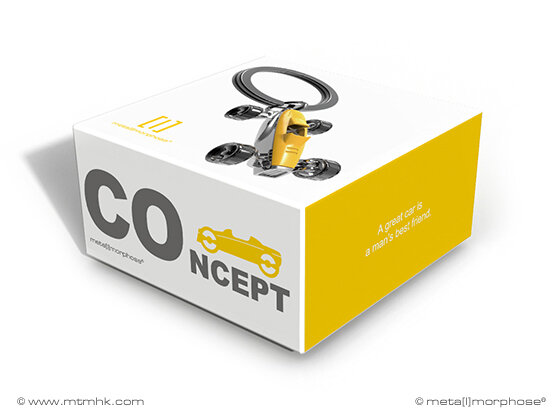 Sleutelhanger Raceauto Geel.