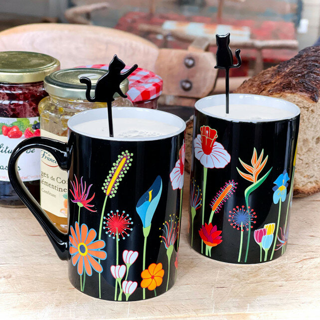 Set van 2 zwarte koffielepels kat Catuccino