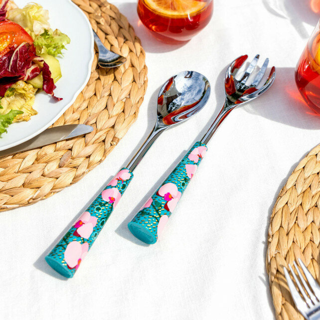 Salade bestek Orchid Blue