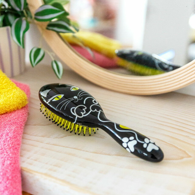 Haarborstel Ladypop Large Black Cat