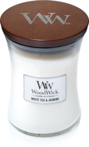 WOODWICK Geurkaars White Tea & Jasmine Medium