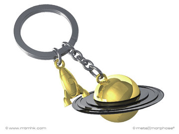 Saturn & Rocket Sleutelhanger