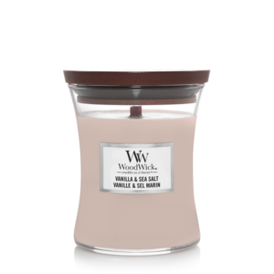 Woodwick Geurkaars.Vanilla & Sea Salt Medium