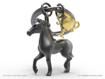 Sleutelhanger Paard met Trofee. Horse and Trophee.