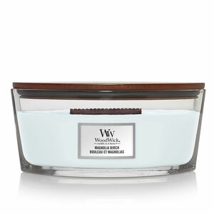 Woodwick Magnolia Birch Ellipse Candle.