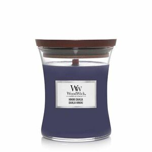 Woodwick Hinoki Dahlia Medium candle.